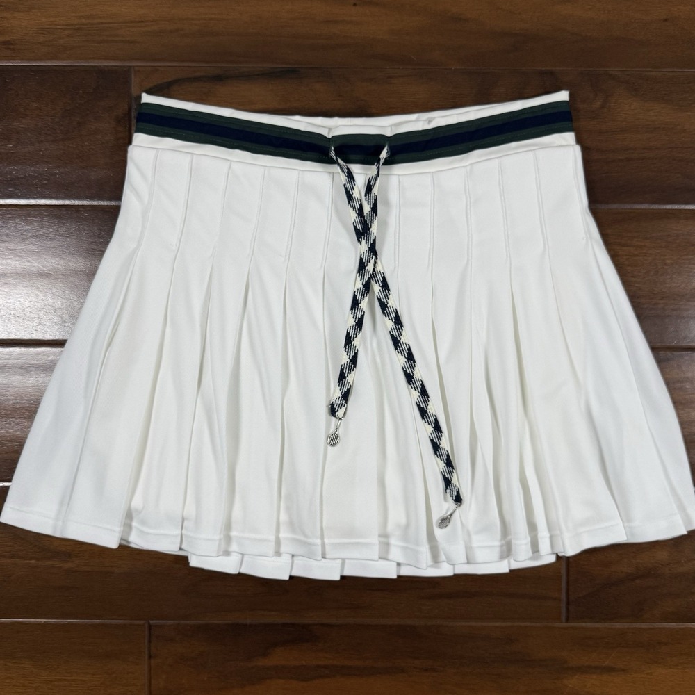 The Upside Women's Size Large White Laver Cadiz Pleated Mini Skort Skirt
